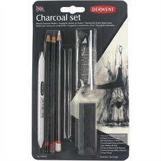Kit Desenho Em Carvão Derwent - Charcoal Set Contendo 10 Peças